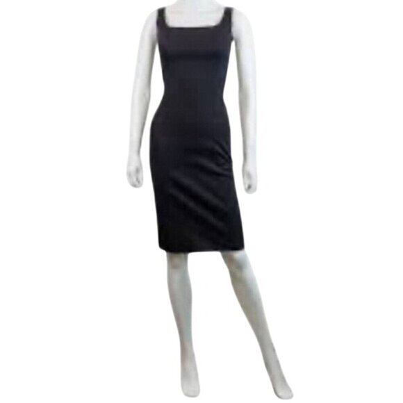 Dolce & Gabbana Black Stretch Midi Scoop Neck Sleeveless Sheath Dress 24/38 - Picture 2 of 12
